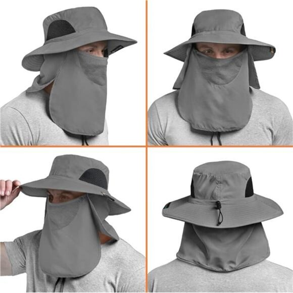 Fishing Hat for Men with UV Sun Protection Wide Brim, Face Cover, Neck Flap - Picture 4 of 7